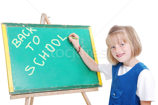 Stock photo: Children activities in the front of small board, isolated