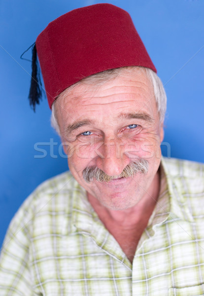 Sorridente homem maduro bigode rugas idoso boa aparência Foto stock © zurijeta