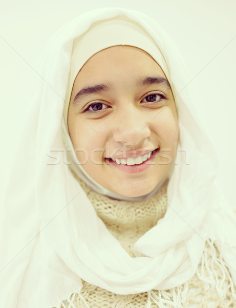 Portrait of a fresh beauty arabian girl with hijab Stock photo © zurijeta