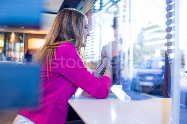Authentic image of young real romantic couple having good time t Stock photo © zurijeta