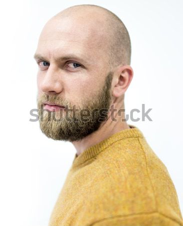 Kel genç yakışıklı adam sarışın sakal portre Stok fotoğraf © zurijeta