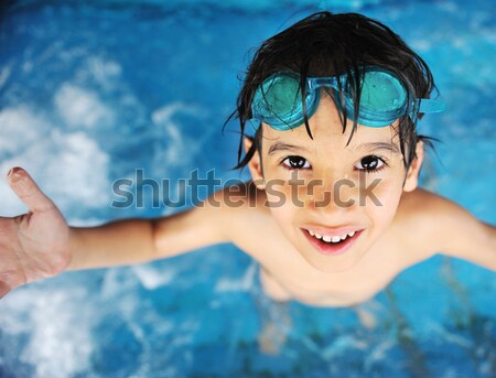 Stock fotó: Kicsi · fiú · úszómedence · medence · kék · jókedv