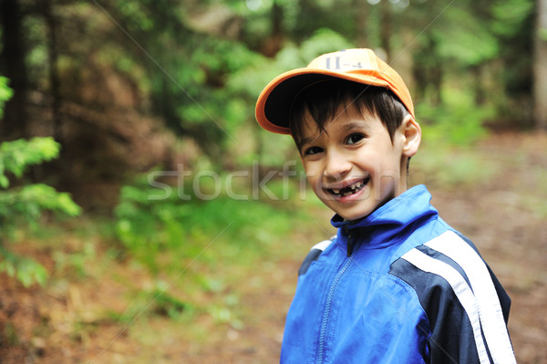 Stock photo: Little scouts in forest discovering nature