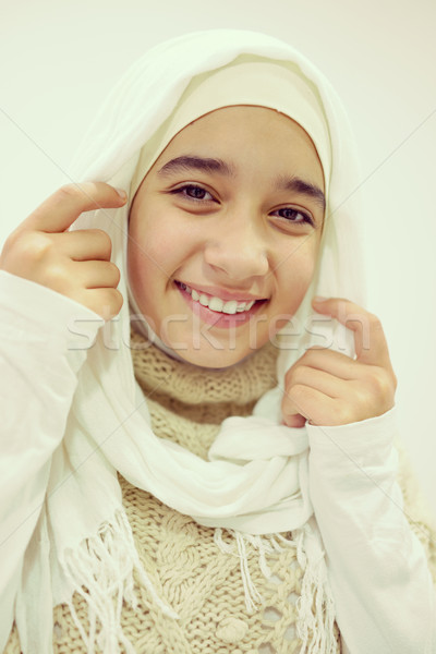 Portrait of a fresh beauty arabian girl with hijab Stock photo © zurijeta