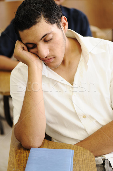 Teen student sleeping at lecture time, college Stock photo © zurijeta