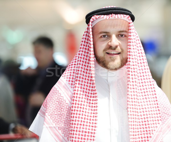 Modern Arabic businessman inside airplane Stock photo © zurijeta