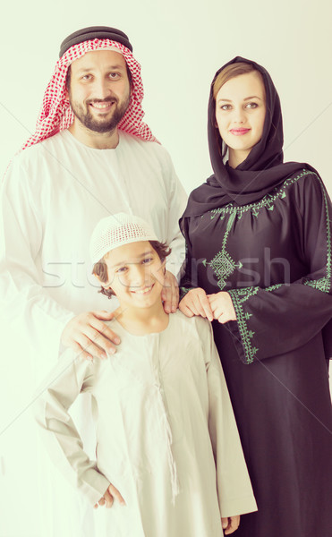 Stock photo: Arabic family posing and smiling