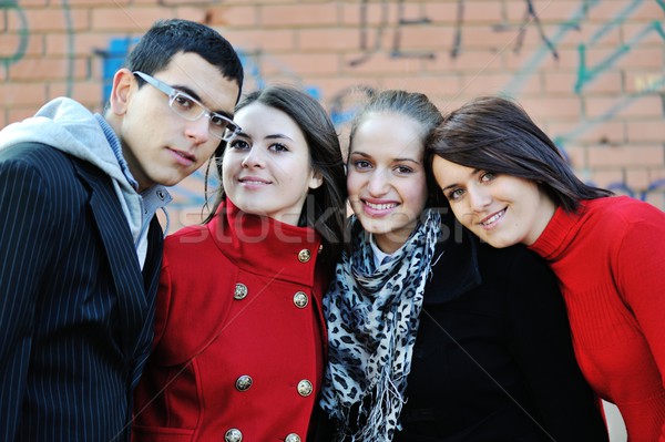 Teenage boys and girls portrait outdoors Stock photo © zurijeta