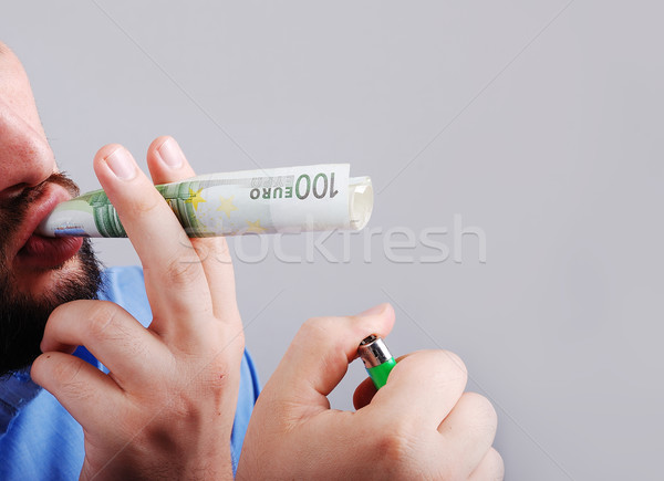 Waluta jeden sto euro ręce mężczyzna Zdjęcia stock © zurijeta