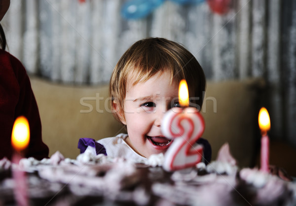 Crianças infância fogo criança aniversário bolo Foto stock © zurijeta