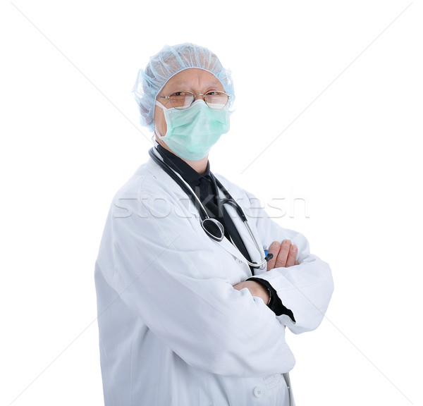 Starszych kobiet lekarza odizolowany biały strony Zdjęcia stock © zurijeta