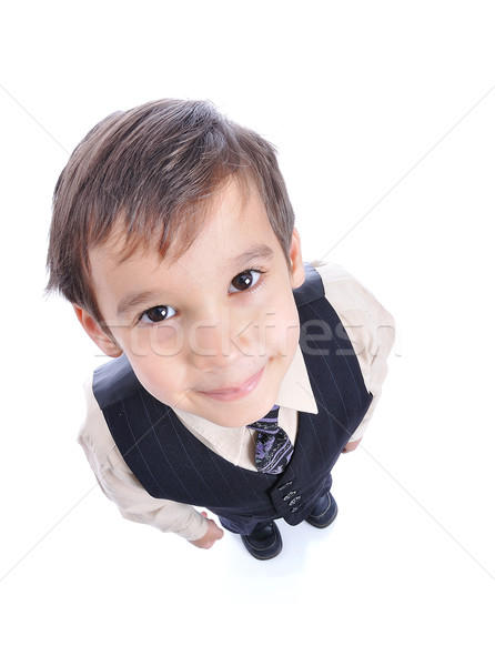 Stockfoto: Weinig · cute · kid · business · pak · geïsoleerd