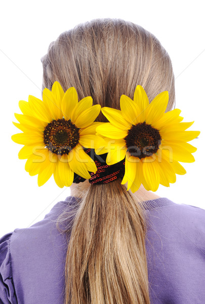 Sunflower on hair Stock photo © zurijeta