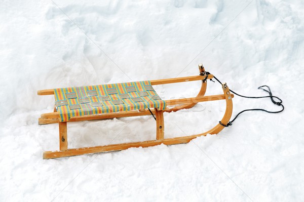 Wooden sled on snow Stock photo © zurijeta