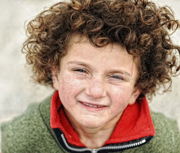 Kép szegény gyermek szemek haj portré Stock fotó © zurijeta