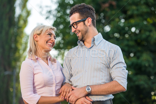 Smiling couple looking at each other Stock photo © zurijeta