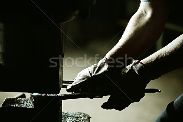 Iron casting process with high temperature fire in old metal par Stock photo © zurijeta