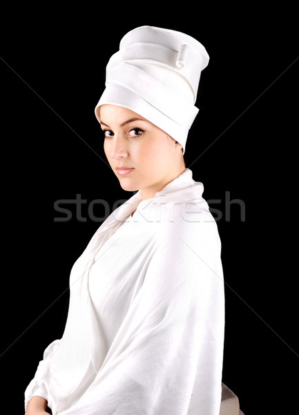 Fehér gyönyörű gésa arc háttér művészet Stock fotó © zurijeta