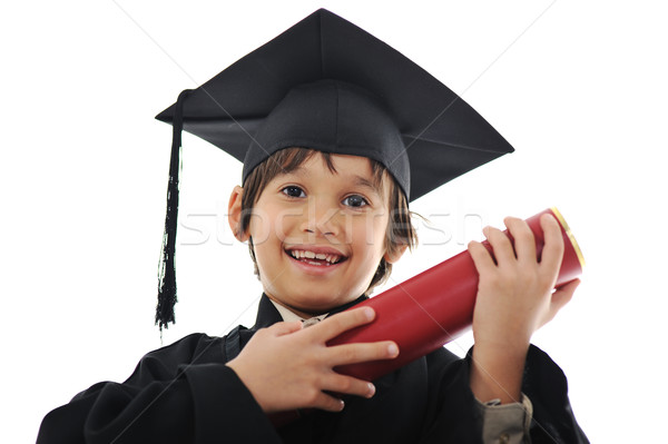 Stock photo: Diploma graduating little student kid, successful elementary school