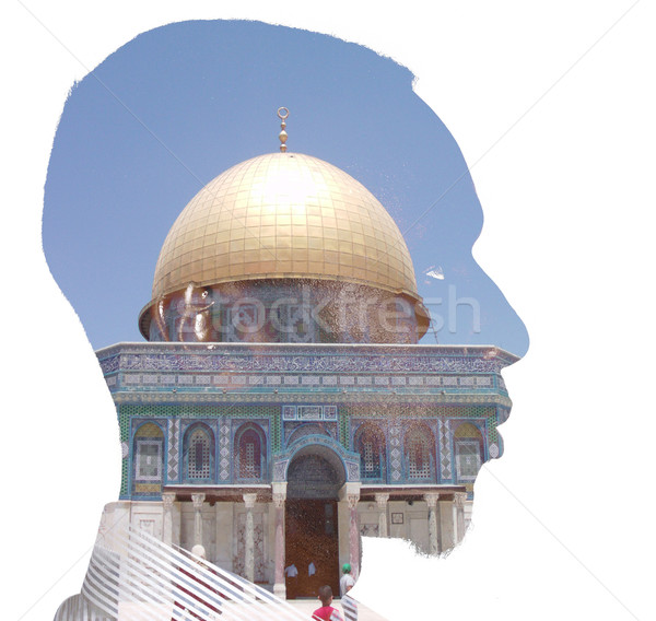 Man and Holy Muslim mosque masjid al-Aqsa Stock photo © zurijeta