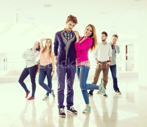 Cheerful students standing in hallway high school Stock photo © zurijeta