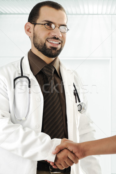 Foto stock: Médico · paciente · sorridente · médico