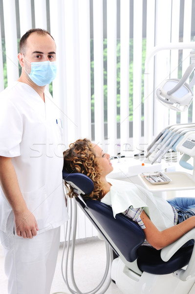 Dentist's teeth checkup, series of related photos Stock photo © zurijeta