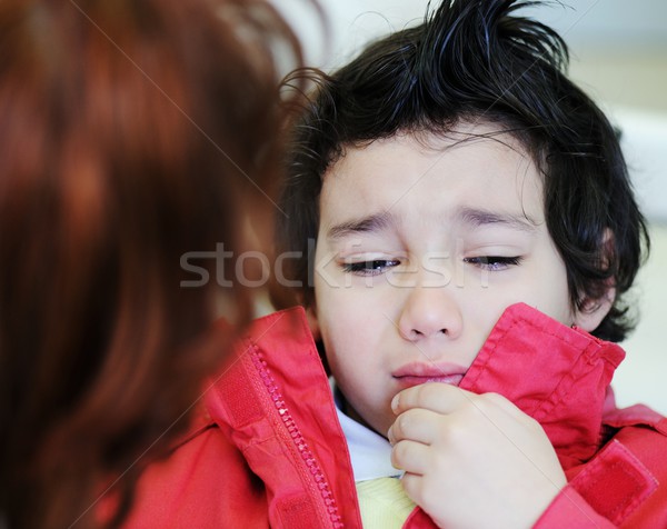Kid visiting dentist office in hospital for pulling out milk too Stock photo © zurijeta