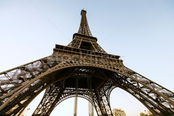 Széles látószögű lövés Eiffel-torony Párizs utazás városi Stock fotó © zurijeta