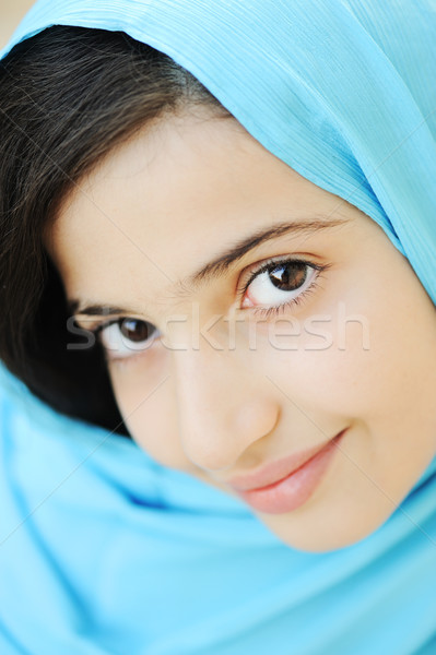 Primo piano ragazza hijab sorriso felice bambino Foto d'archivio © zurijeta