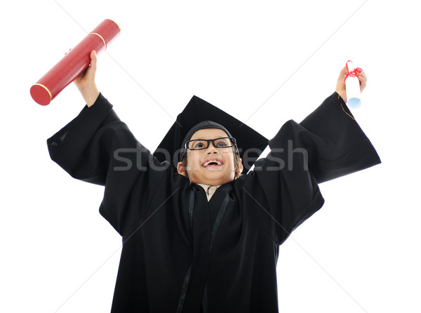 Diploma graduating little student kid, successful elementary school Stock photo © zurijeta