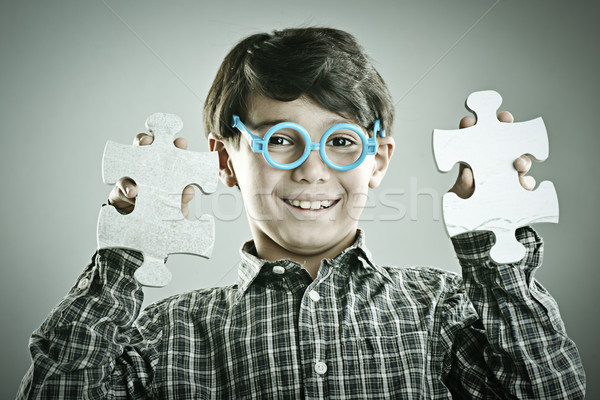 Enfants affaires visage résumé [[stock_photo]] © zurijeta