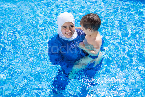 Muslim girl with special swimming suit Stock photo © zurijeta
