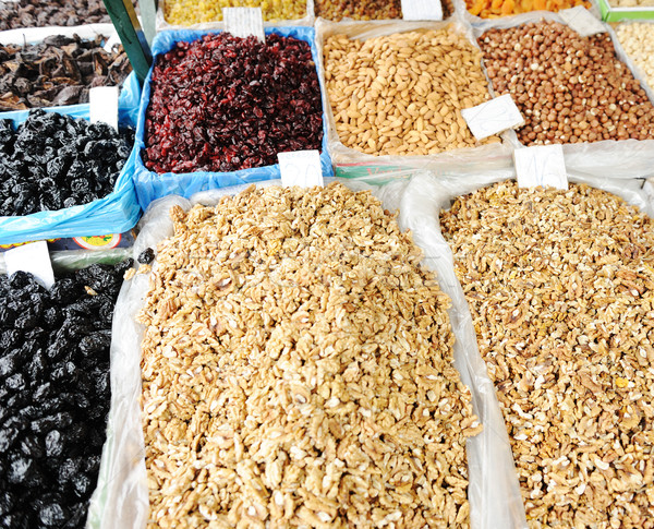 Dried fruits on market place, piazza, bazaar Stock photo © zurijeta