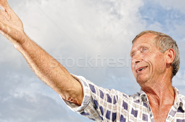 Middle aged male person with interesting gestures Stock photo © zurijeta