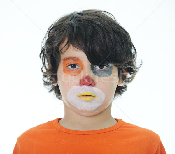Stockfoto: Cute · grappig · clown · kind · witte · portret