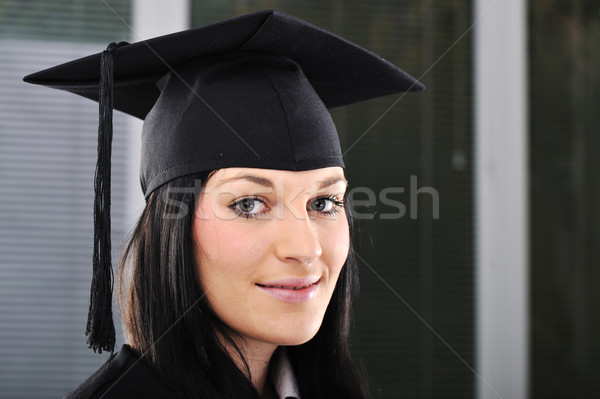 Stockfoto: Student · meisje · toga · diploma · business