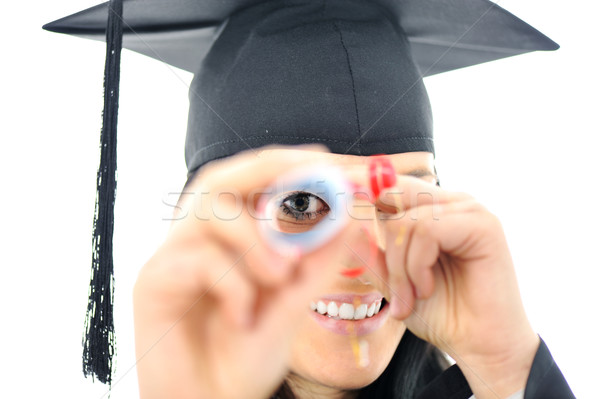 Student meisje toga diploma business Stockfoto © zurijeta