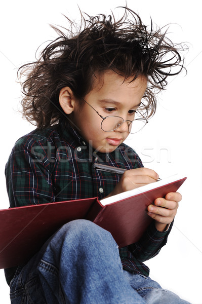 Smart nerd kid Gläser funny Haar Stock foto © zurijeta