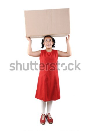 Little girl holding a box, isolated Stock photo © zurijeta