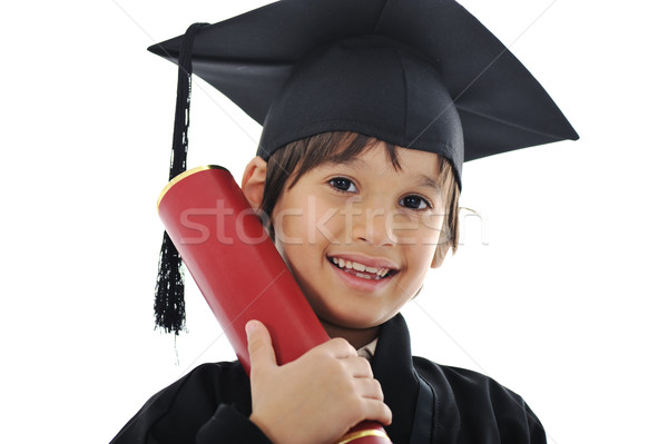 Diploma graduating little student kid, successful elementary school Stock photo © zurijeta