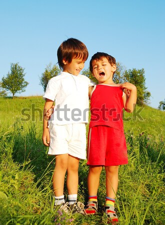 Two brother huging each other outdoor Stock photo © zurijeta