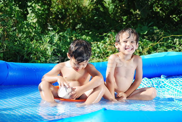Foto d'archivio: Bambini · attività · piscina · estate · faccia · divertimento