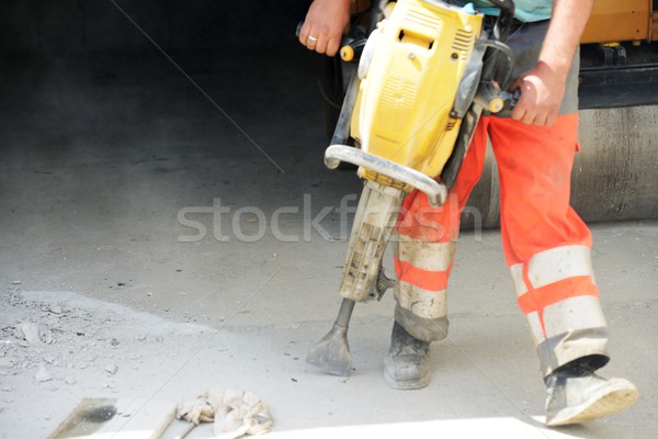 Kemény munka aszfalt fúró férfiak dolgozik beton Stock fotó © zurijeta
