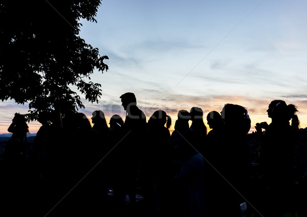 Crowd people together outdoor waiting for sunset Stock photo © zurijeta