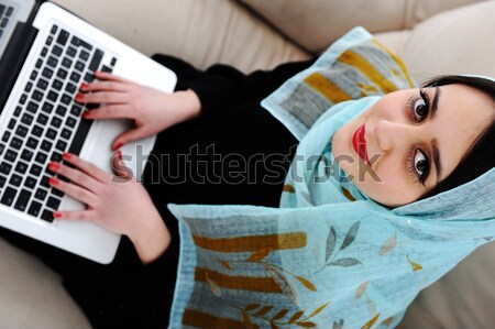 Kinderen laptop onderwijs portret jeugd vrouwelijke Stockfoto © zurijeta