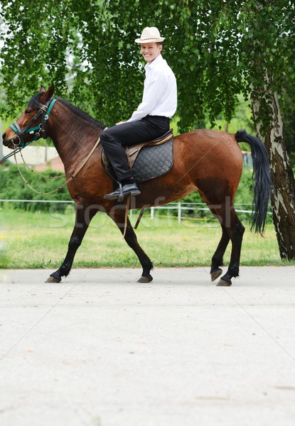 Giovani uomo equitazione cavallo Foto d'archivio © zurijeta