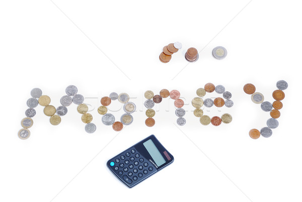 Many coins created a money word isolated Stock photo © zurijeta
