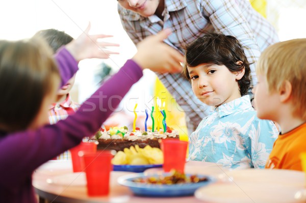 Stockfoto: Kinderen · vieren · verjaardagsfeest · speeltuin · kinderen
