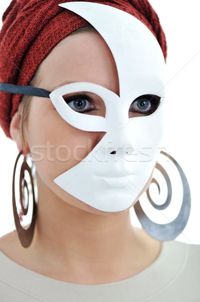Woman with scarf and mask Stock photo © zurijeta